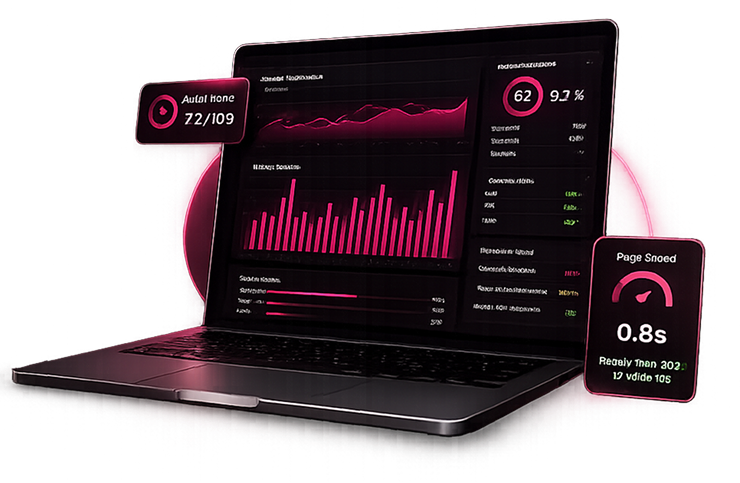 Website performance audit laptop mockup